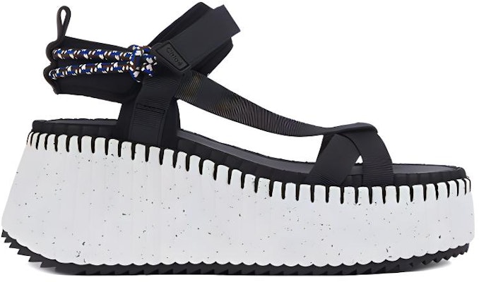 (Women) Chloe Polyester Velcro Wedge Fashion Slides 'Black and White' CHC23U870Y4001 Order (Women) Chloe Polyester Velcro Wedge Fashion Slides 'Black and White' CHC23U870Y4001