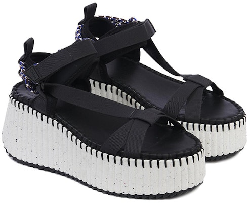 (W) Chloe 黑白色时尚魔术贴坡跟凉鞋 CHC23U870Y4001 Order (W) Chloe 黑白色时尚魔术贴坡跟凉鞋 CHC23U870Y4001
