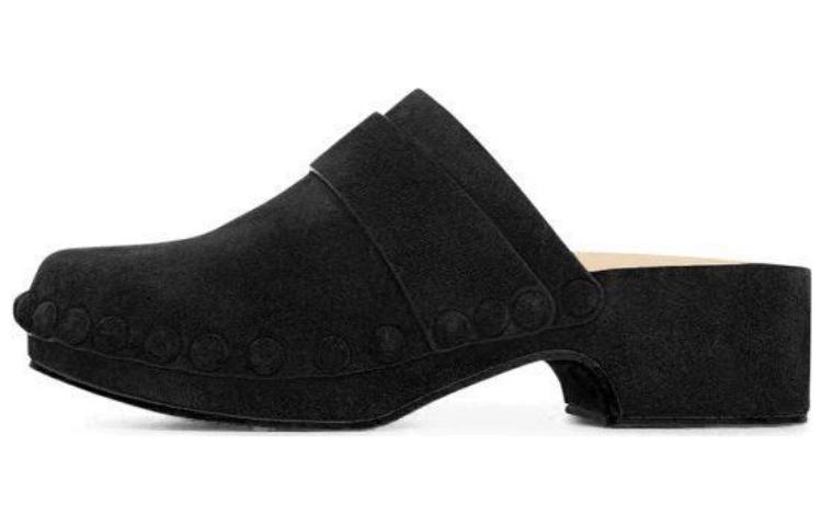 (W) Chloe Round Toe Open Back Slippers 'Black'