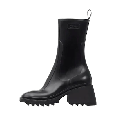 (W) Chloe Rubber Slip-On Chunky Heel Ankle Boot 'Black'