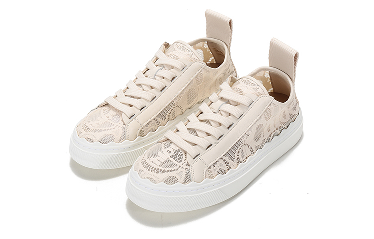 Shop (W) Sepatu Chloe 'Light Beige Lace-Up' CHC19U108D2-6J1