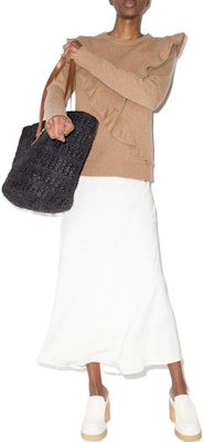 (W) Chloe SS22 Sweater Coklat Cashmere dengan Ruffle Trim CHC22SMP0250020N Lookbook (W) Chloe SS22 Sweater Coklat Cashmere dengan Ruffle Trim CHC22SMP0250020N