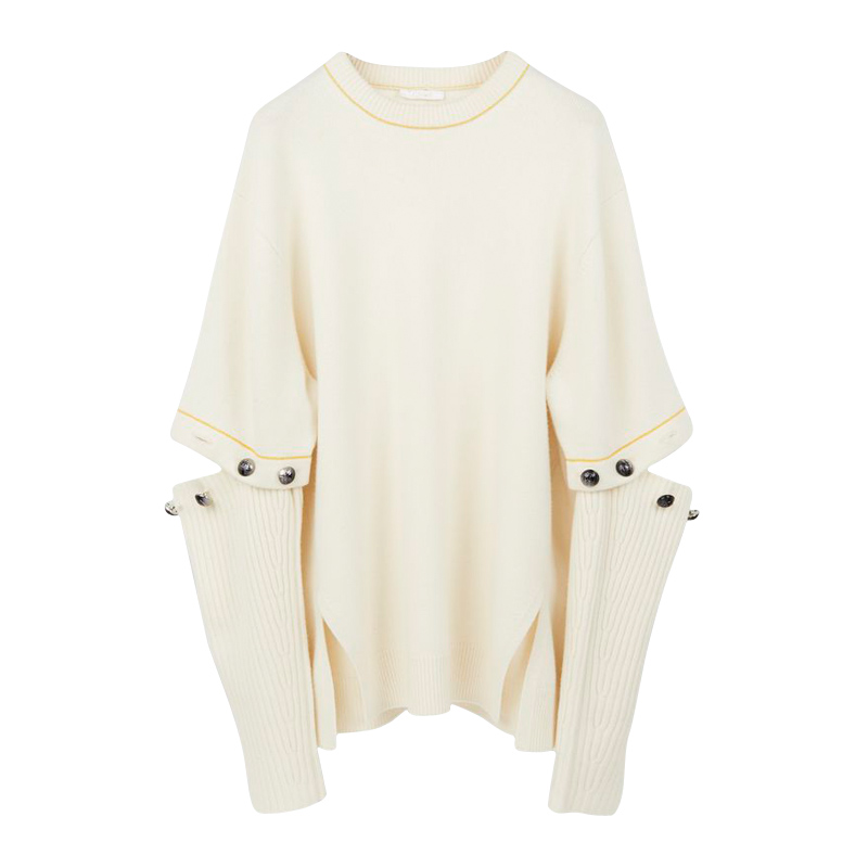 (Women) Chloe SS22  Knit Sweater with Button Detail in Off-White. CHC19WMP02510111