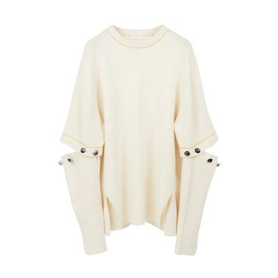 (Women) Chloe SS22 Knit Sweater with Button Detail in Off-White. CHC19WMP02510111