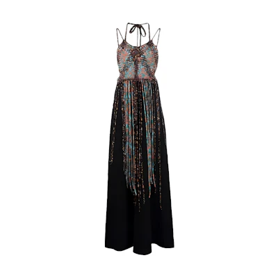 (Women) Chloe SS22 Brown Pleated Spliced Sleeveless Sundress Dress C22SRO204849C0