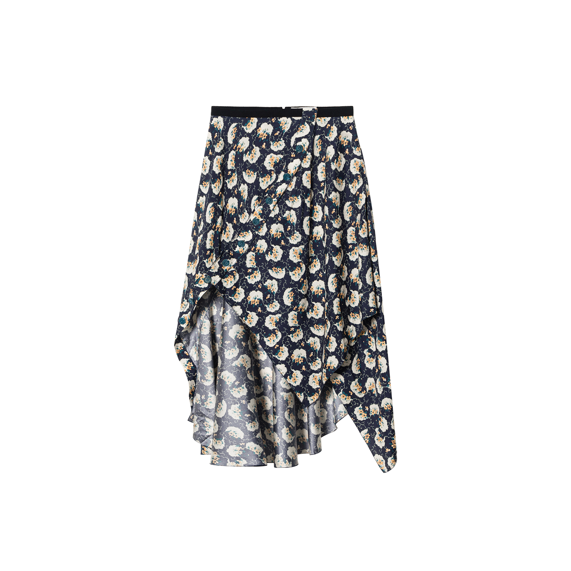 (Women) Chloe SS22 Floral Print High-Waisted Irregular Midi Skirt for Women. CHC20SJU19336476