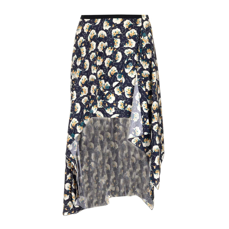 Lookbook (W) Chloe SS22 Skirt Wanita Cetakan Bunga, Pinggang Tinggi, Midi Tidak Sekata. CHC20SJU19336476