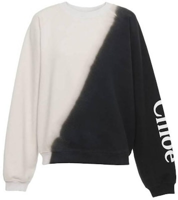 (W) クロエ SS23 カラーブロック ロゴプリント クルーネックスウェット ブラック/ホワイト CHC23AJH11191905 Order (W) クロエ SS23 カラーブロック ロゴプリント クルーネックスウェット ブラック/ホワイト CHC23AJH11191905