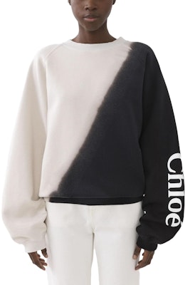 (W) クロエ SS23 カラーブロック ロゴプリント クルーネックスウェット ブラック/ホワイト CHC23AJH11191905 Purchase (W) クロエ SS23 カラーブロック ロゴプリント クルーネックスウェット ブラック/ホワイト CHC23AJH11191905