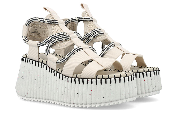 (W) Chloe Wedge Velcro Sandal 'Beige' 圖 3