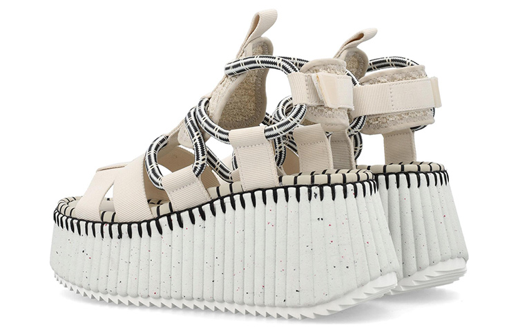(W) Chloe Wedge Velcro Sandal 'Beige' 圖 4