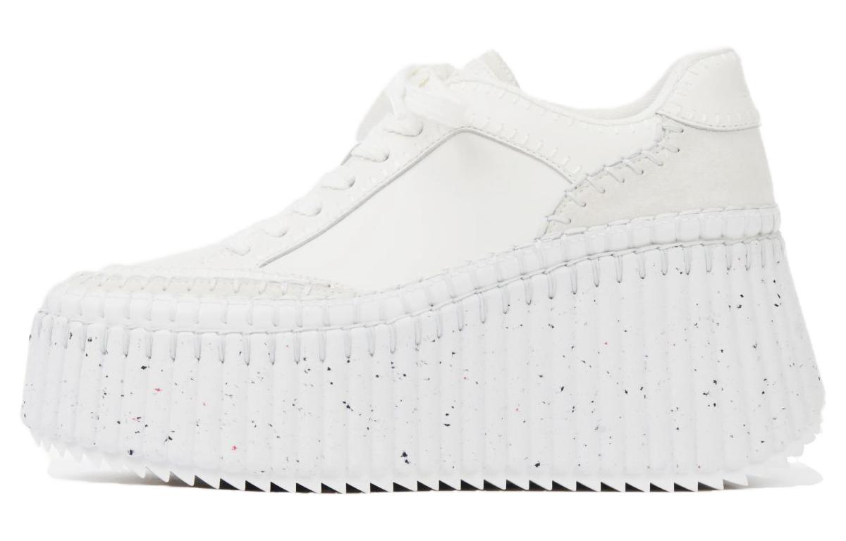 (Women) Chloe White Leather Casual Low-Top Fashion Sneakers CHC24U02IBD101