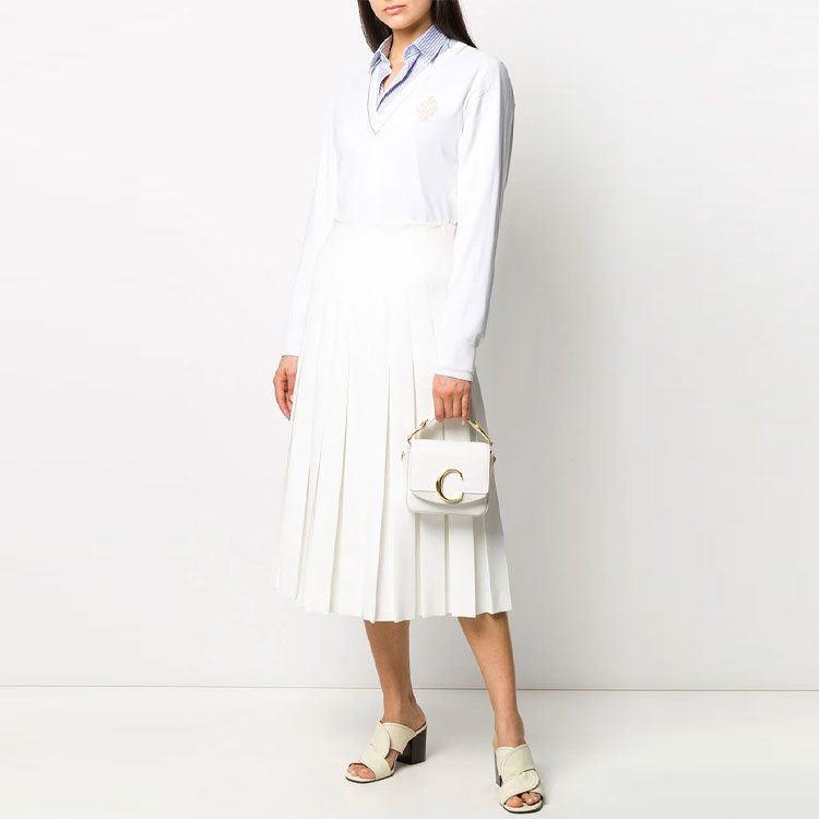 Lookbook (W) Chloe 白色Logo V領羊毛套頭毛衣 CHC20SMP696000101