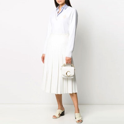 (W) Chloe 白色Logo V領羊毛套頭毛衣 CHC20SMP696000101 Lookbook (W) Chloe 白色Logo V領羊毛套頭毛衣 CHC20SMP696000101