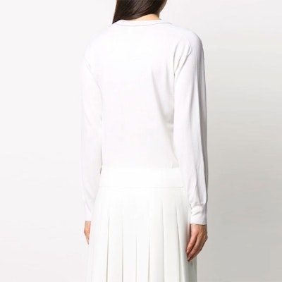 (W) Chloe 白色Logo V領羊毛套頭毛衣 CHC20SMP696000101 Purchase (W) Chloe 白色Logo V領羊毛套頭毛衣 CHC20SMP696000101