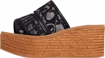(Women) Chloe Woody 'Black Lace Espadrille Wedge' CHC22S449D2001 (Women) Chloe Woody 'Black Lace Espadrille Wedge' CHC22S449D2001