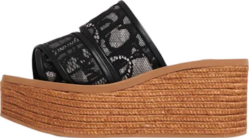 (Women) Chloe Woody 'Black Lace Espadrille Wedge' CHC22S449D2001 (Women) Chloe Woody 'Black Lace Espadrille Wedge' CHC22S449D2001