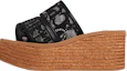 Buy (W) クロエ Woody ブラックレース エスパドリーユ ウェッジ CHC22S449D2001