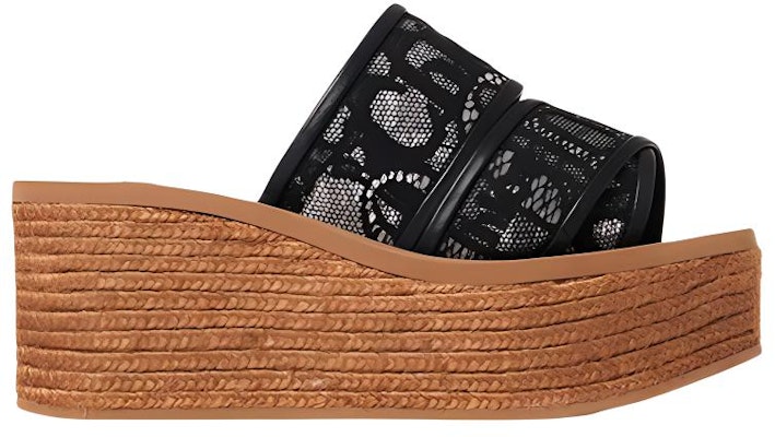 (Women) Chloe Woody 'Black Lace Espadrille Wedge' CHC22S449D2001 Order (Women) Chloe Woody 'Black Lace Espadrille Wedge' CHC22S449D2001