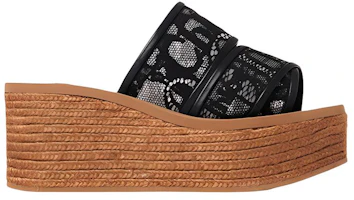 Order (W) Chloe Woody 'Espadrille Wedges Renda Hitam' CHC22S449D2001