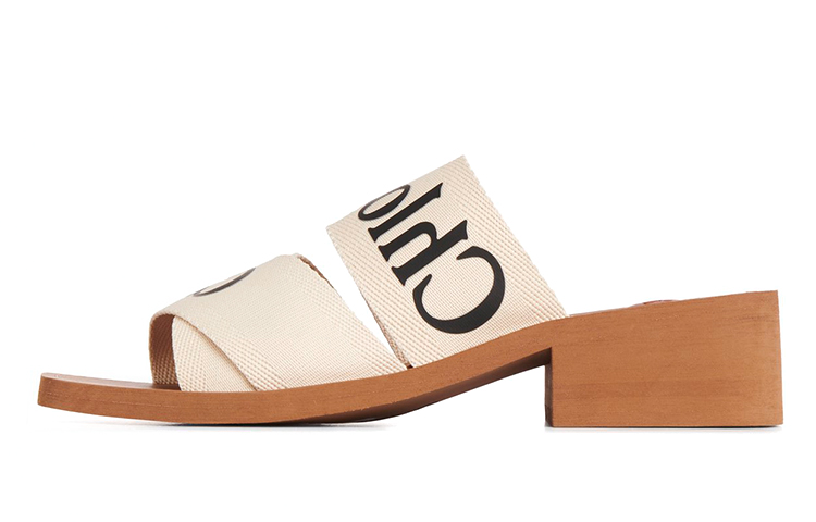 (W) Chloe Woody Canvas 'Fashion Slide White'