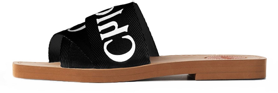 Chloe蔻依 Woody 帆布露趾平底時尚涼拖 女款 黑色 Buy Chloe蔻依 Woody 帆布露趾平底時尚涼拖 女款 黑色