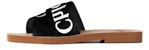 (W) Chloe Woody Canvas Flat 'Hitam Open-Toe' CHC19U18808001