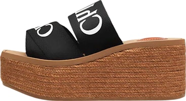 (Women) Chloe Woody Canvas Wedge 'Fashion Slide Black' CHC21U44908001 (Women) Chloe Woody Canvas Wedge 'Fashion Slide Black' CHC21U44908001