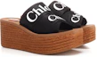 Shop (W) Chloe Woody 帆布时尚坡跟凉鞋 '黑色' CHC21U44908001