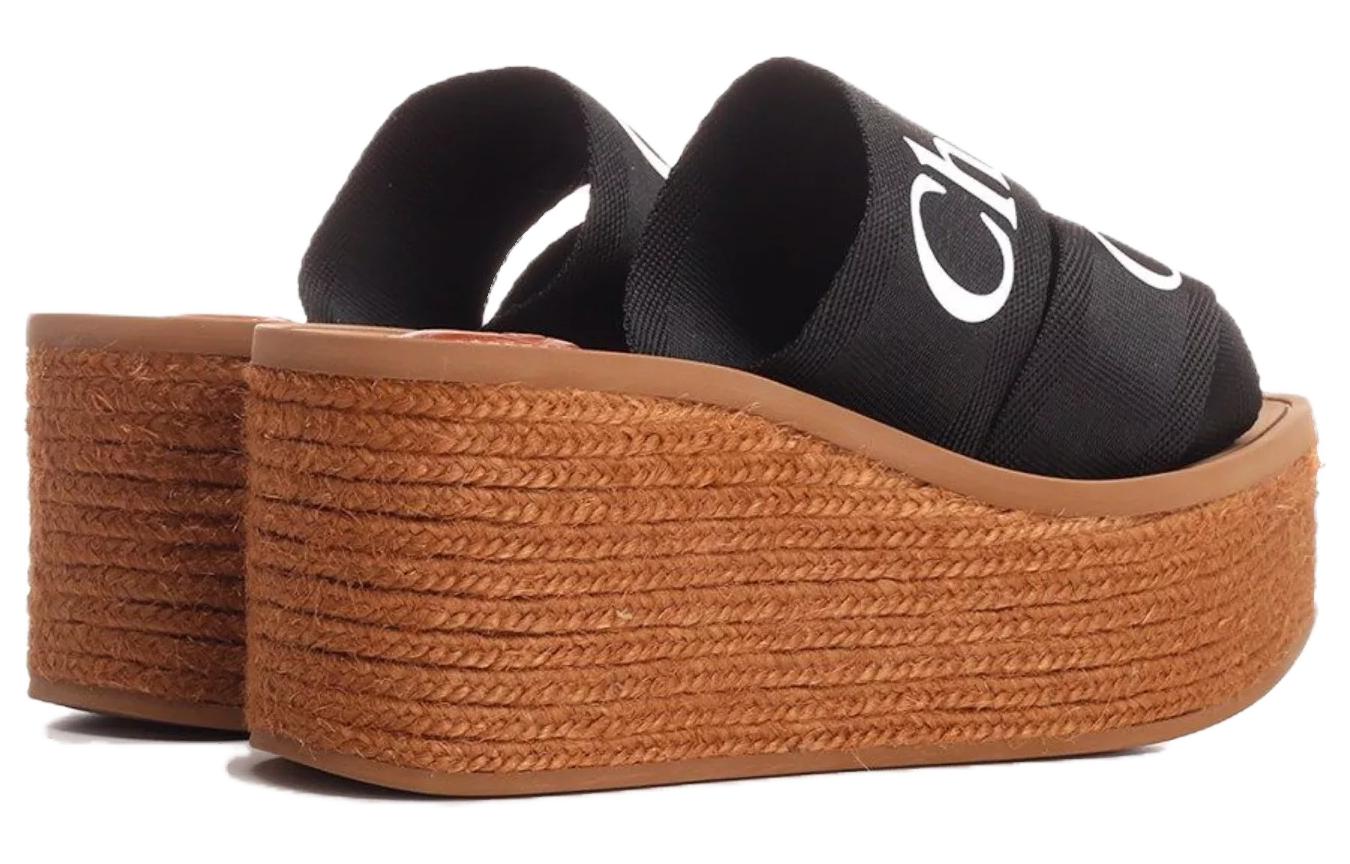 (W) Chloe Woody Canvas Wedge 'Fashion Slide Black' 圖 5