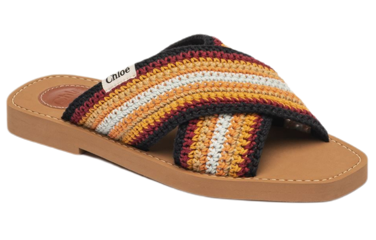 Order Chloe蔻依 Woody 鈎針編織木質平底 時尚涼拖 女款 棕色