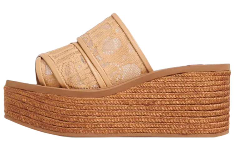 (Women) Chloe Woody Espadrille Wedge 'Beige Lace' CHC22S449D2268