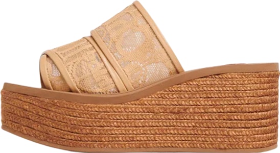 Chloe蔻依 Woody 麻底花邊坡跟 時尚涼拖 女款 米色 Buy Chloe蔻依 Woody 麻底花邊坡跟 時尚涼拖 女款 米色