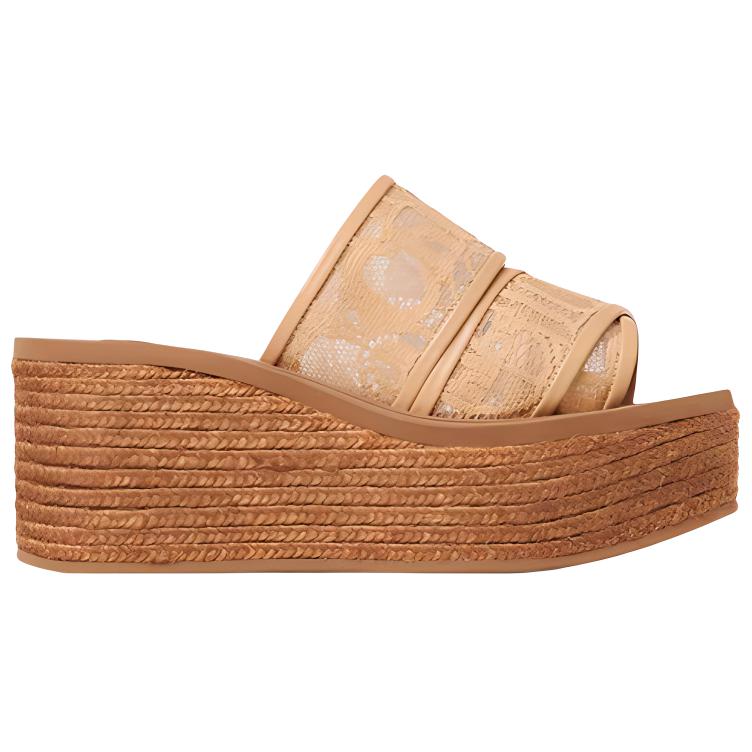 Order (W) Chloe Woody Espadrille Wedge 'Beige Lace' Wanita CHC22S449D2268