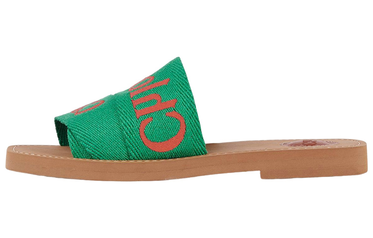 (Women) Chloe Woody Flat Slide 'Green Brown Logo' CHC23U188EF98R