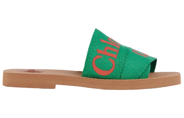 Order (Women) Chloe Woody Flat Slide 'Green Brown Logo' CHC23U188EF98R