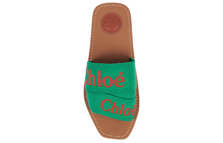 Shop (Women) Chloe Woody Flat Slide 'Green Brown Logo' CHC23U188EF98R