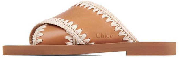 (Women) Chloe Woody Leather Slide 'Brown Threading' CHC22S592X5210 (Women) Chloe Woody Leather Slide 'Brown Threading' CHC22S592X5210