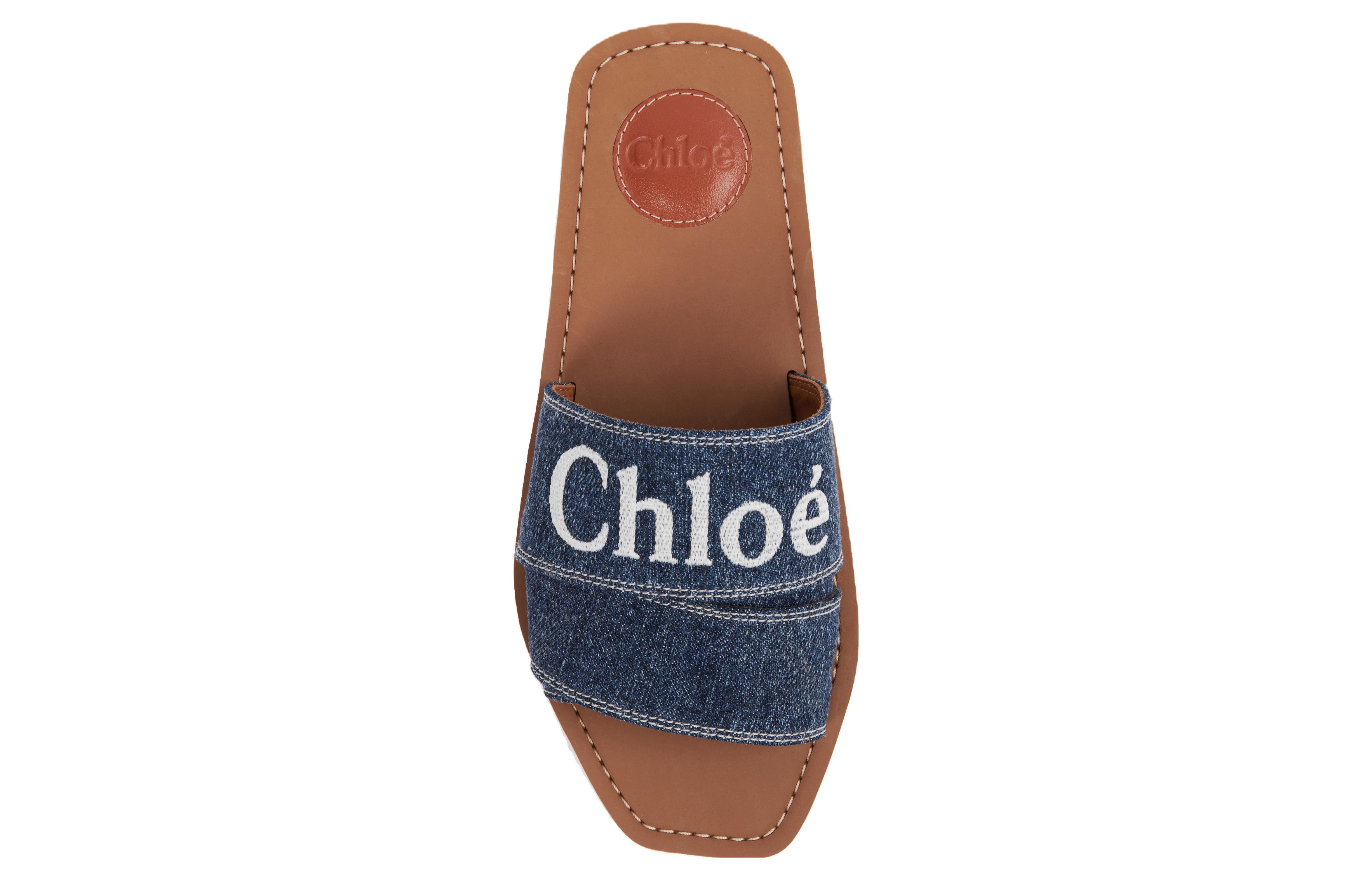 Shop (W) Chloe Woody Slide 'Blue Fashion' Sandal Biru Fashion CHC23A188FR45D