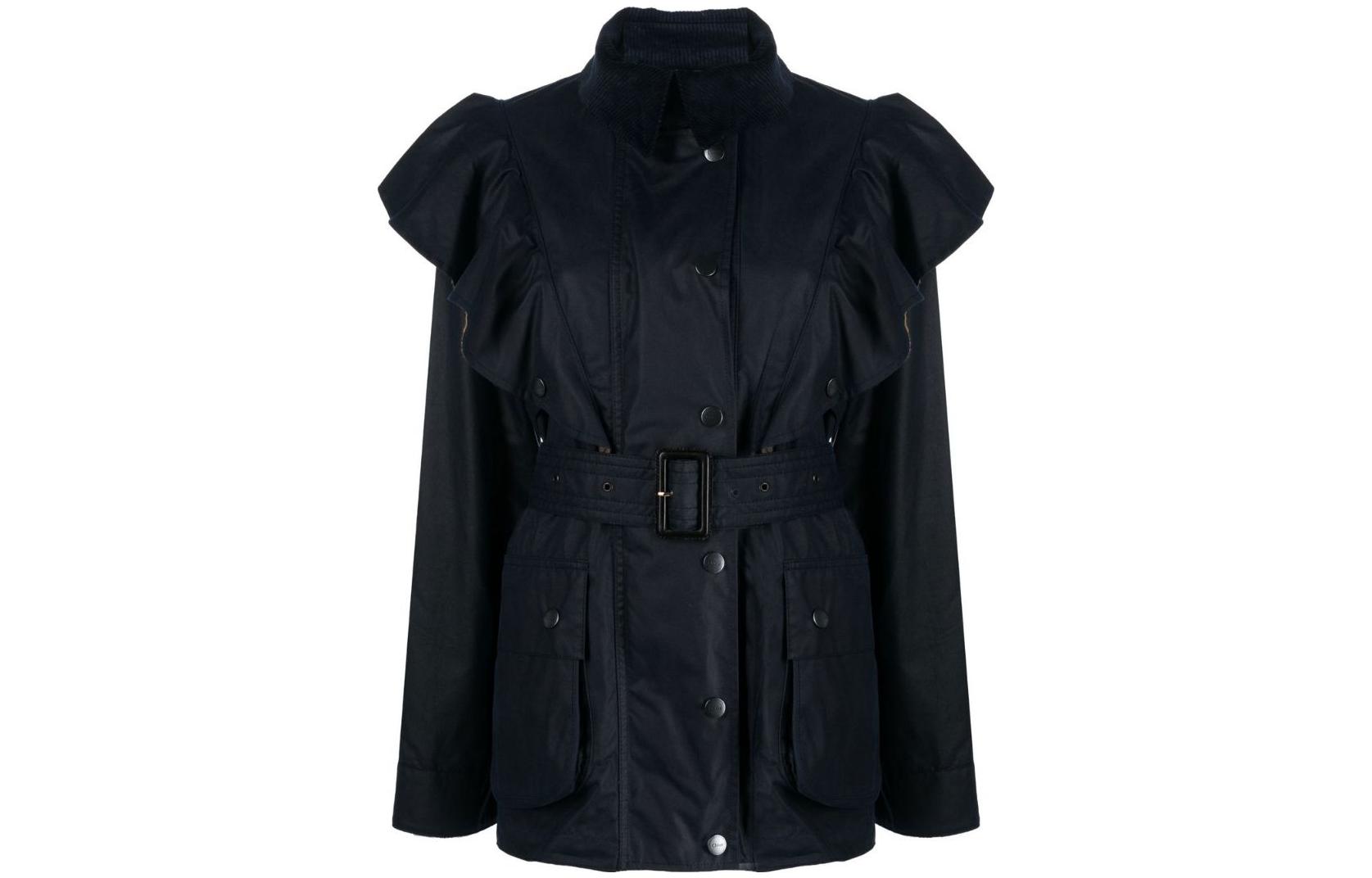 (Women) Chloe x BARBOUR SS23  Midnight Blue Ruffle Waist Jacket. CHC23SVE90048400