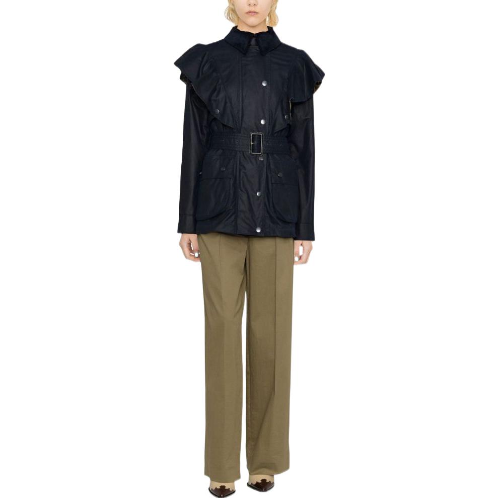 Lookbook (W) Chloe x BARBOUR SS23 Jaket Midnight Blue Ruffle Waist. CHC23SVE90048400