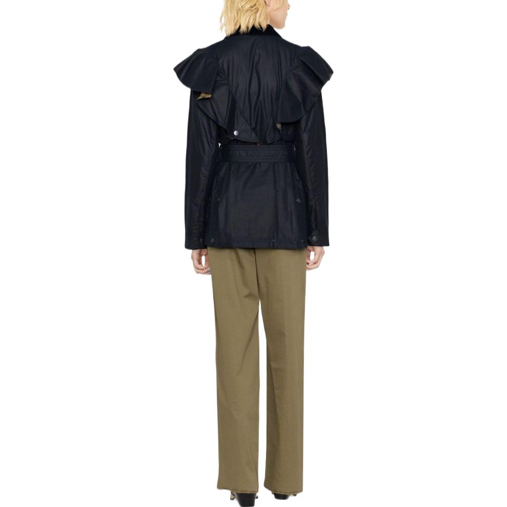 Shop (W) Chloe x BARBOUR SS23 Jaket Midnight Blue Ruffle Waist. CHC23SVE90048400