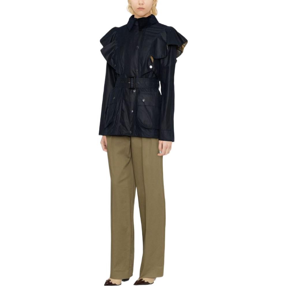 Purchase (W) Chloe x BARBOUR SS23 Jaket Midnight Blue Ruffle Waist. CHC23SVE90048400