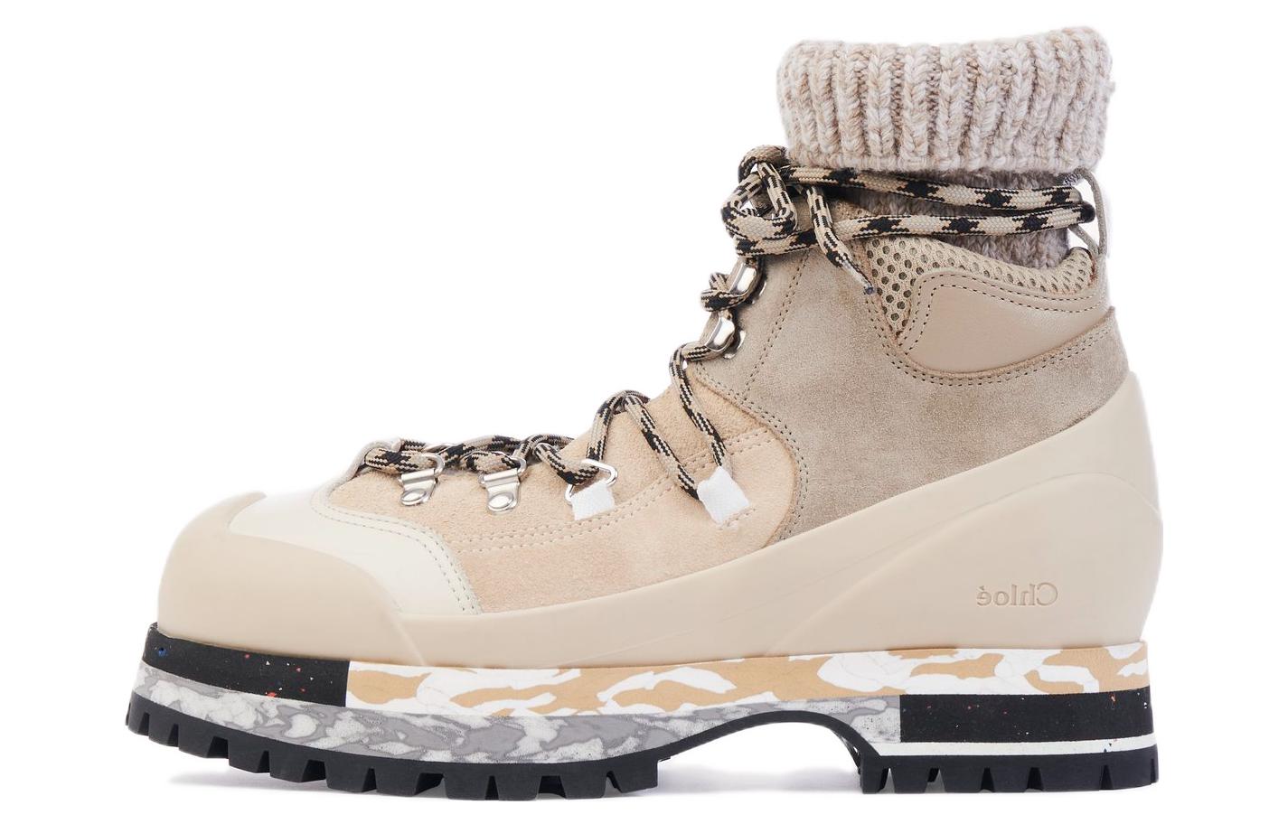 (Women) Chloe x Nike Leather Lace-up Round Toe Boot 'Beige' CHC22W734W02YA