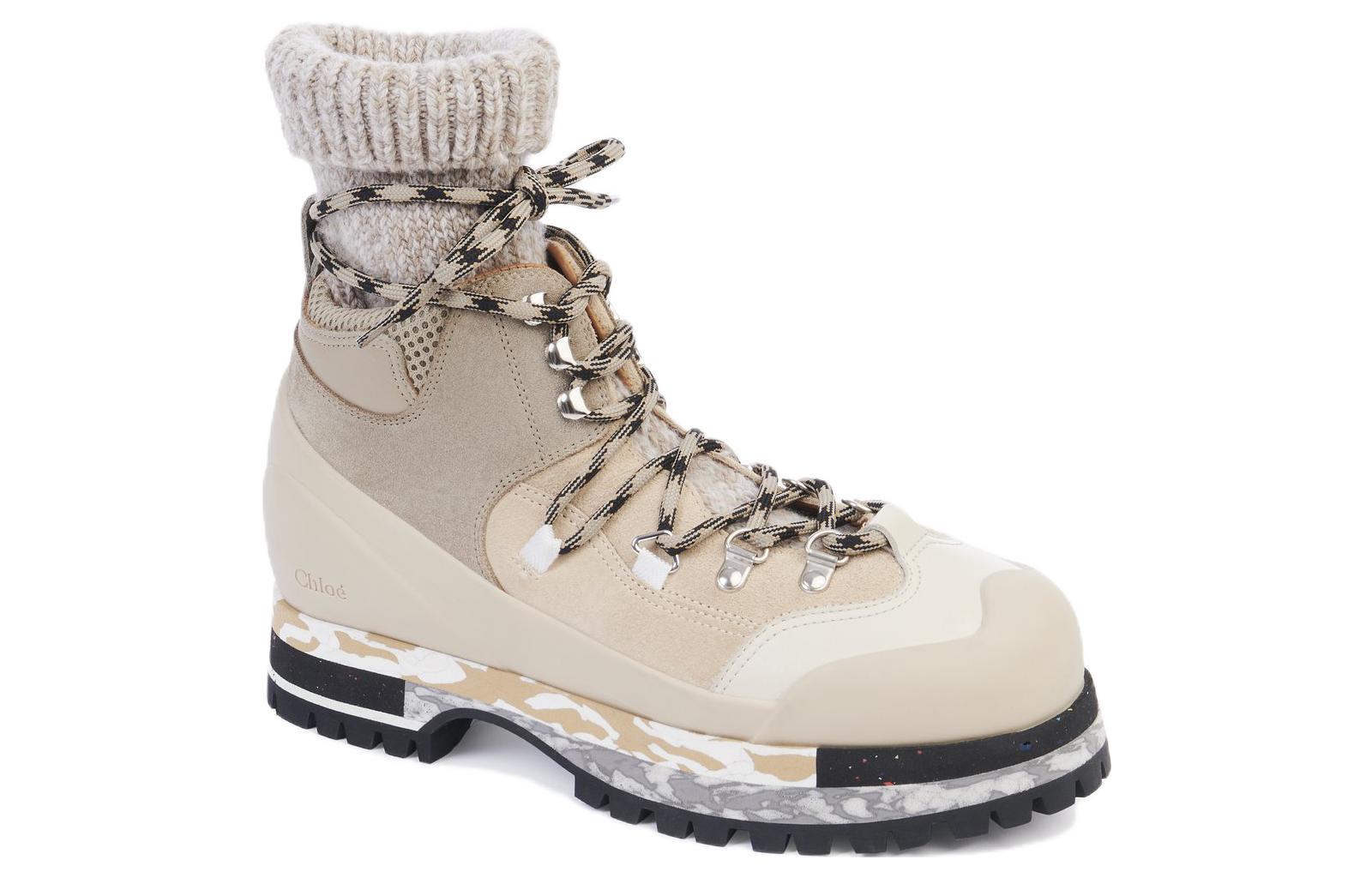 Order (W) Chloe x Nike Sepatu Bot Kulit Tali Bulat 'Beige' CHC22W734W02YA