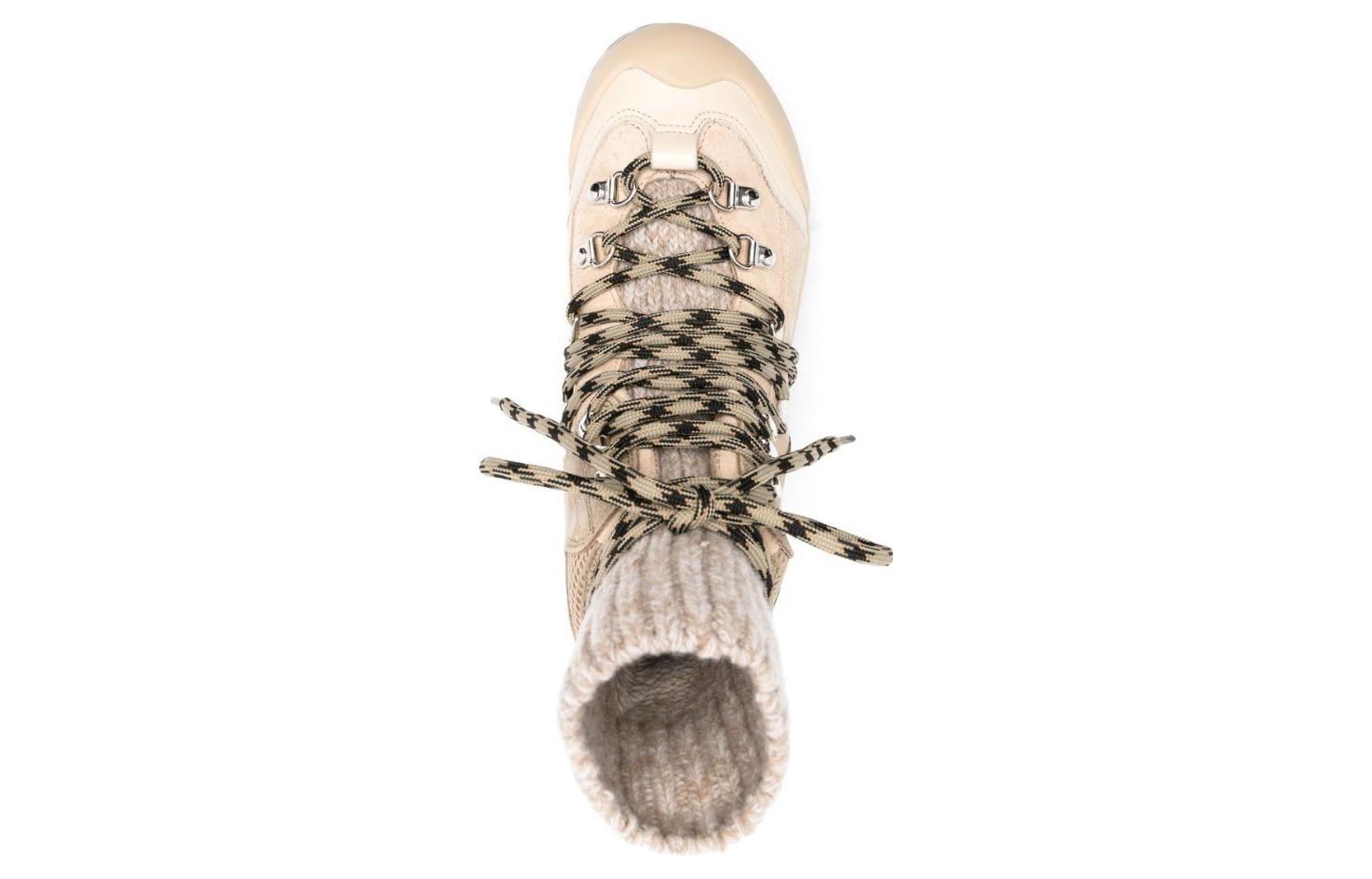 Lookbook (W) Chloe x Nike Sepatu Bot Kulit Tali Bulat 'Beige' CHC22W734W02YA