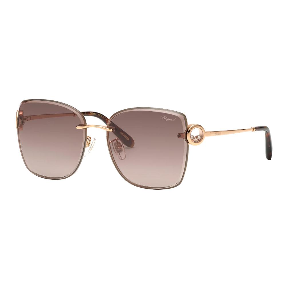 (Women) Chopard  Irregular Crystal Metal Sunglasses in Rose Gold with Decorative Temples 95221-0739