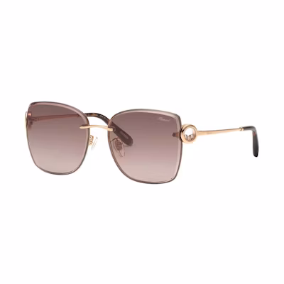 (Women) Chopard Irregular Crystal Metal Sunglasses in Rose Gold with Decorative Temples 95221-0739