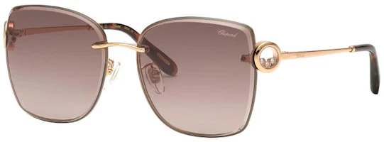 Order (W) Chopard Kacamata Hitam Kristal Metal Rose Gold dengan Tangkai Dekoratif 95221-0739