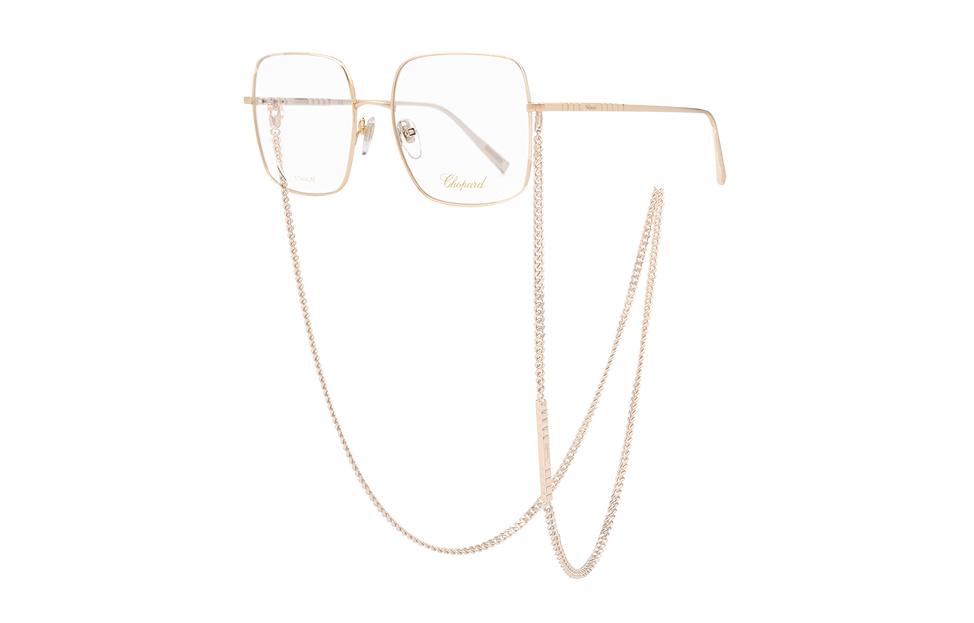 Sizing (W) 萧邦全框钛金男女同款链条设计光学眼镜。 IKCHF49